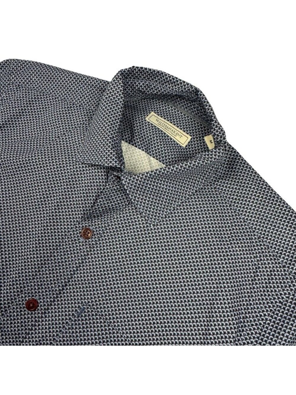 Williams & Kent Men’s Cotton L/S Button Shirt Blue White Geometric • Medium